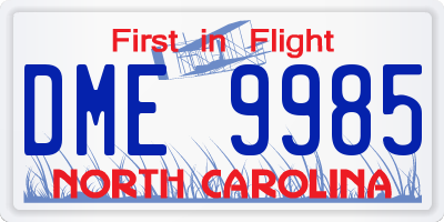 NC license plate DME9985