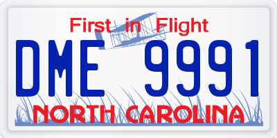 NC license plate DME9991