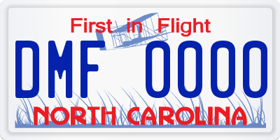 NC license plate DMF0000