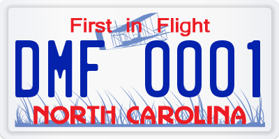 NC license plate DMF0001