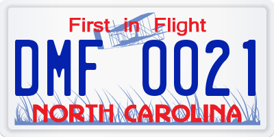NC license plate DMF0021