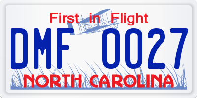 NC license plate DMF0027