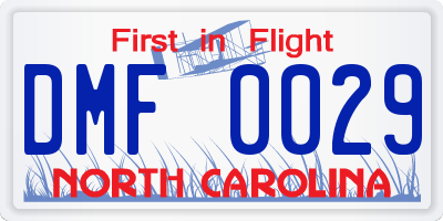 NC license plate DMF0029