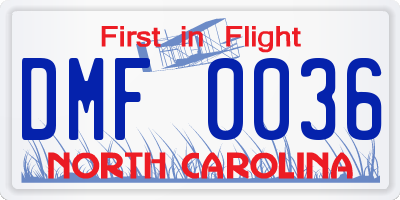 NC license plate DMF0036