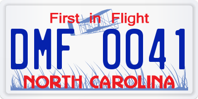 NC license plate DMF0041