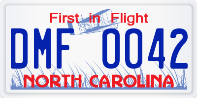 NC license plate DMF0042