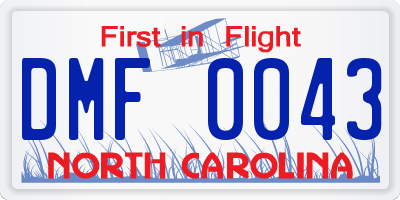 NC license plate DMF0043