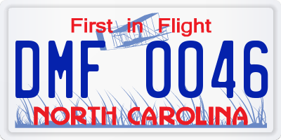 NC license plate DMF0046