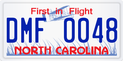 NC license plate DMF0048