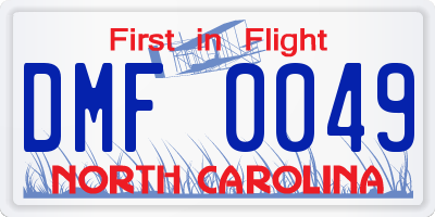 NC license plate DMF0049
