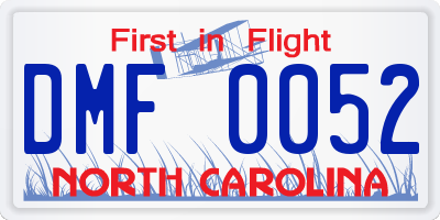 NC license plate DMF0052