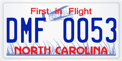 NC license plate DMF0053