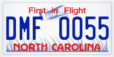 NC license plate DMF0055