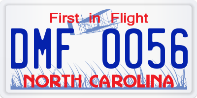 NC license plate DMF0056