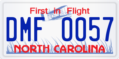 NC license plate DMF0057