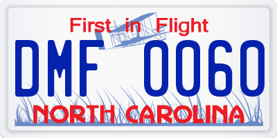 NC license plate DMF0060
