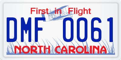 NC license plate DMF0061