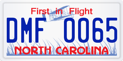 NC license plate DMF0065