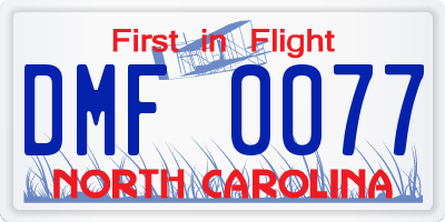 NC license plate DMF0077