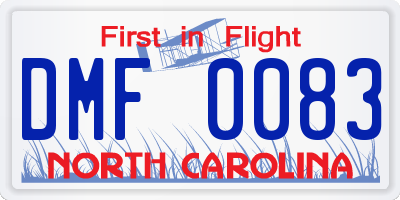 NC license plate DMF0083