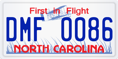 NC license plate DMF0086