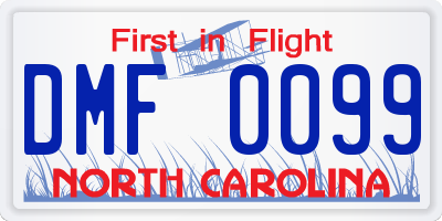 NC license plate DMF0099