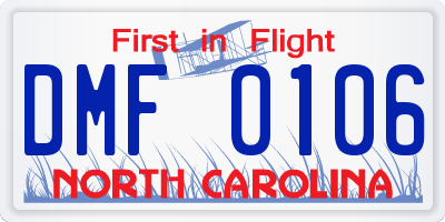 NC license plate DMF0106