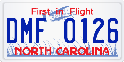 NC license plate DMF0126