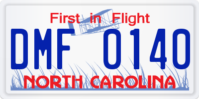 NC license plate DMF0140