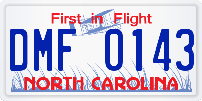 NC license plate DMF0143