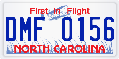 NC license plate DMF0156