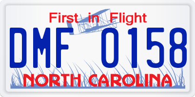 NC license plate DMF0158