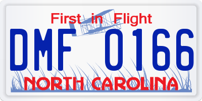 NC license plate DMF0166