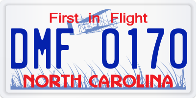 NC license plate DMF0170