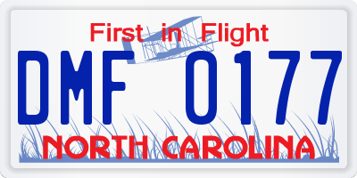 NC license plate DMF0177