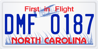 NC license plate DMF0187