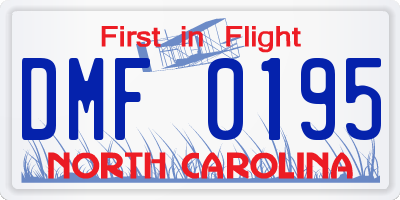 NC license plate DMF0195