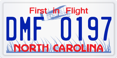 NC license plate DMF0197