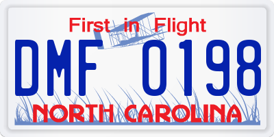 NC license plate DMF0198