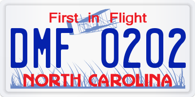 NC license plate DMF0202