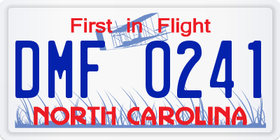 NC license plate DMF0241