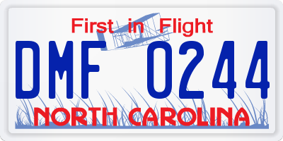 NC license plate DMF0244