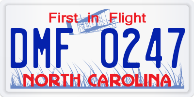NC license plate DMF0247
