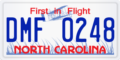 NC license plate DMF0248