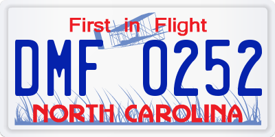 NC license plate DMF0252