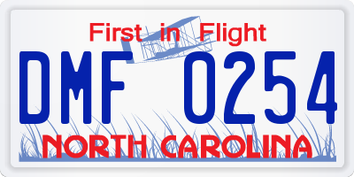 NC license plate DMF0254