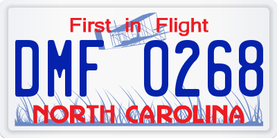 NC license plate DMF0268
