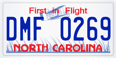 NC license plate DMF0269