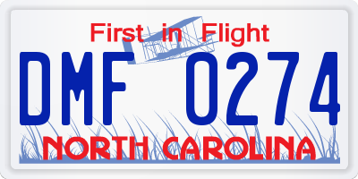 NC license plate DMF0274