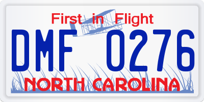 NC license plate DMF0276